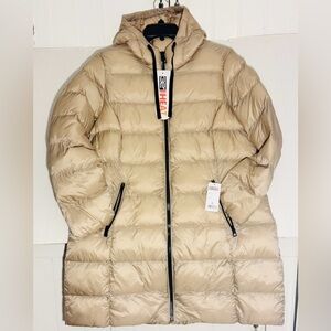 Large 32 Degrees Tan Hooded Puffer Jacket